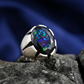 Unique Designed Turkish Style Ring with 12ct Natural Fire Black Opal | 925 Sterling Silver Oxidized Ring | With Certificate of Authenticity and 925 Hallmark