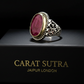 RARE PRINCE by CARAT SUTRA | Unique Designed Turkish Style Heavy Ring with Natural Red Ruby | 22kt Gold Micron Plated 925 Sterling Silver Oxidized Ring | Men's Jewelry | With Certificate of Authenticity and 925 Hallmark - caratsutra