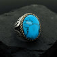 RARE PRINCE by CARAT SUTRA | Unique Designed Turkish Style Ring with Natural Irani Turquoise (Firoza) | 925 Sterling Silver Oxidized Ring | Men's Jewelry | With Certificate of Authenticity and 925 Hallmark