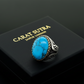 RARE PRINCE by CARAT SUTRA | Unique Designed Turkish Style Ring with Natural Irani Turquoise (Firoza) | 925 Sterling Silver Oxidized Ring | Men's Jewelry | With Certificate of Authenticity and 925 Hallmark - caratsutra