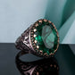 RARE PRINCE by CARAT SUTRA | Unique Designed Turkish Style Ring with Emerald | 925 Sterling Silver Oxidized Ring | Men's Jewelry | With Certificate of Authenticity and 925 Hallmark - caratsutra