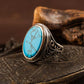 RARE PRINCE by CARAT SUTRA | Unique Designed Turkish Style Ring with Natural Irani Turquoise (Firoza)| 925 Sterling Silver Oxidized Ring | Men's Jewelry | With Certificate of Authenticity and 925 Hallmark