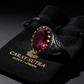 RARE PRINCE by CARAT SUTRA | Unique Designed Ring with Natural Red Ruby | 925 Sterling Silver Oxidized Ring | Men's Jewelry | With Certificate of Authenticity and 925 Hallmark - caratsutra