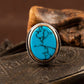 RARE PRINCE by CARAT SUTRA | Unique Designed Turkish Style Ring with Natural Irani Turquoise (Firoza)| 925 Sterling Silver Oxidized Ring | Men's Jewelry | With Certificate of Authenticity and 925 Hallmark