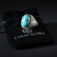 Turkish Style Ring with 15ct Natural Irani Origin Turquoise | 925 Sterling Silver Oxidized Ring |With Certificate of Authenticity and 925 Hallmark