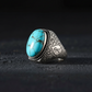 Turkish Style Ring with 15ct Natural Irani Origin Turquoise | 925 Sterling Silver Oxidized Ring |With Certificate of Authenticity and 925 Hallmark