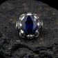 RARE PRINCE by CARAT SUTRA | Unique Turkish Style Ring with Blue S Sapphire | 925 Sterling Silver Oxidized Ring | Men's Jewelry | With Certificate of Authenticity and 925 Hallmark