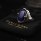 RARE PRINCE by CARAT SUTRA | Unique Turkish Style Ring with Natural Blue Lapis Lazuli | 925 Sterling Silver Oxidized Ring | Men's Jewelry | With Certificate of Authenticity and 925 Hallmark