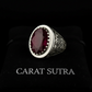 RARE PRINCE by CARAT SUTRA | Unique Designed Turkish Style Heavy Ring with Natural Red Ruby | 22kt Gold Micron Plated 925 Sterling Silver Oxidized Ring | Men's Jewelry | With Certificate of Authenticity and 925 Hallmark