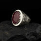 RARE PRINCE by CARAT SUTRA | Unique Designed Turkish Style Heavy Ring with Natural Red Ruby | 22kt Gold Micron Plated 925 Sterling Silver Oxidized Ring | Men's Jewelry | With Certificate of Authenticity and 925 Hallmark