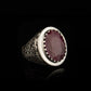 RARE PRINCE by CARAT SUTRA | Unique Designed Turkish Style Heavy Ring with Natural Red Ruby | 22kt Gold Micron Plated 925 Sterling Silver Oxidized Ring | Men's Jewelry | With Certificate of Authenticity and 925 Hallmark