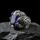 RARE PRINCE by CARAT SUTRA | Unique Turkish Style Ring with Blue S Sapphire | 925 Sterling Silver Oxidized Ring | Men's Jewelry | With Certificate of Authenticity and 925 Hallmark