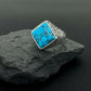 RARE PRINCE by CARAT SUTRA | Unique Designed Turkish Style Ring with Natural Irani Turquoise (Firoza) | 925 Sterling Silver Oxidized Ring | Men's Jewelry | With Certificate of Authenticity and 925 Hallmark