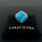 RARE PRINCE by CARAT SUTRA | Unique Designed Turkish Style Ring with Natural Irani Turquoise (Firoza) | 925 Sterling Silver Oxidized Ring | Men's Jewelry | With Certificate of Authenticity and 925 Hallmark
