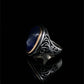RARE PRINCE by CARAT SUTRA | Unique Turkish Style Ring with Natural Blue Lapis Lazuli | 925 Sterling Silver Oxidized Ring | Men's Jewelry | With Certificate of Authenticity and 925 Hallmark