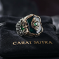 RARE PRINCE by CARAT SUTRA | Unique Turkish Style Ring with Green Onyx | 925 Sterling Silver Oxidized Ring | Men's Jewelry | With Certificate of Authenticity and 925 Hallmark