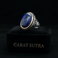 RARE PRINCE by CARAT SUTRA | Unique Turkish Style Ring with Natural Blue Lapis Lazuli | 925 Sterling Silver Oxidized Ring | Men's Jewelry | With Certificate of Authenticity and 925 Hallmark