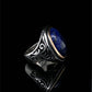 RARE PRINCE by CARAT SUTRA | Unique Turkish Style Ring with Natural Blue Lapis Lazuli | 925 Sterling Silver Oxidized Ring | Men's Jewelry | With Certificate of Authenticity and 925 Hallmark
