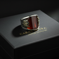 RARE PRINCE by CARAT SUTRA | Unique Turkish Style Curved Ring with Red Agate | 925 Sterling Silver Oxidized Ring | Men's Jewelry | With Certificate of Authenticity and 925 Hallmark - caratsutra