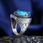 RARE PRINCE by CARAT SUTRA | Exclusively Designed Ring with Blue Topaz | 925 Sterling Silver Oxidized Ring | Men's Jewelry | With Certificate of Authenticity and 925 Hallmark