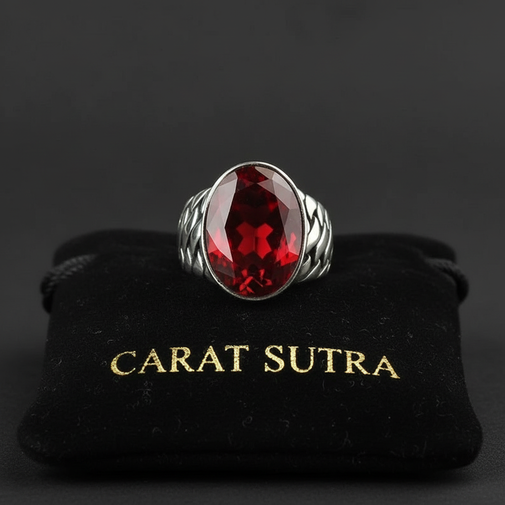 RARE PRINCE by CARAT SUTRA | Unique Turkish Style Ring with Natural Gomed | 925 Sterling Silver Oxidized Ring | Men's Jewelry | With Certificate of Authenticity and 925 Hallmark