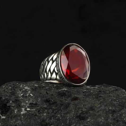 RARE PRINCE by CARAT SUTRA | Unique Turkish Style Ring with Natural Gomed | 925 Sterling Silver Oxidized Ring | Men's Jewelry | With Certificate of Authenticity and 925 Hallmark