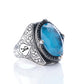 RARE PRINCE by CARAT SUTRA | Exclusively Designed Ring with Blue Topaz | 925 Sterling Silver Oxidized Ring | Men's Jewelry | With Certificate of Authenticity and 925 Hallmark