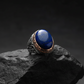 RARE PRINCE by CARAT SUTRA | Unique Turkish Style Ring with Natural Blue Lapis Lazuli | 925 Sterling Silver Oxidized Ring | Men's Jewelry | With Certificate of Authenticity and 925 Hallmark