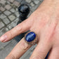 RARE PRINCE by CARAT SUTRA | Unique Turkish Style Ring with Natural Blue Lapis Lazuli | 925 Sterling Silver Oxidized Ring | Men's Jewelry | With Certificate of Authenticity and 925 Hallmark