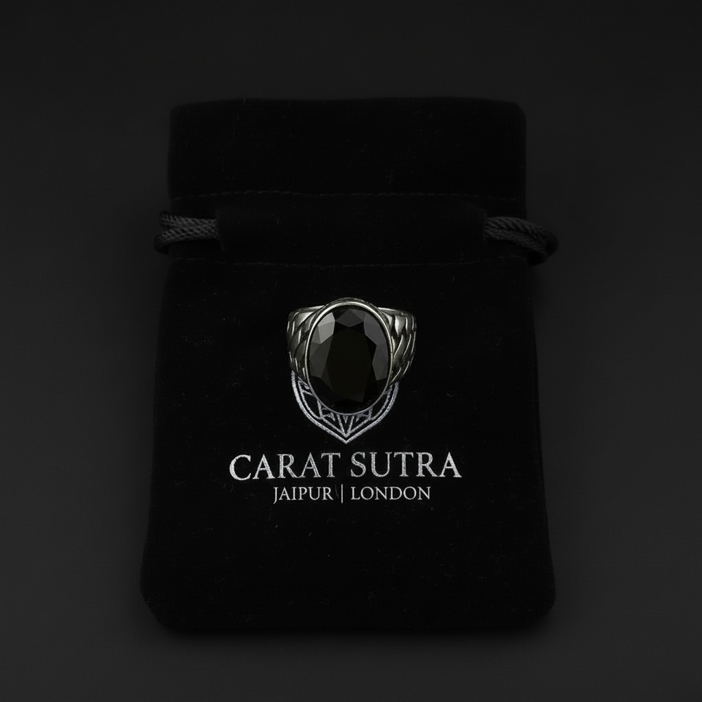 RARE PRINCE by CARAT SUTRA | Unique Turkish Style Ring with Natural Black Onyx | Black Rhodium & Gold Plated 925 Sterling Silver Ring | Men's Jewelry | With Certificate of Authenticity and 925 Hallmark