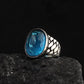 RARE PRINCE by CARAT SUTRA | Exclusively Designed Ring with Blue Topaz | 925 Sterling Silver Oxidized Ring | Men's Jewelry | With Certificate of Authenticity and 925 Hallmark