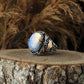 RARE PRINCE by CARAT SUTRA | Unique Designed Turkish Style Ring with Natural Rainbow Moonstone | 925 Sterling Silver Oxidized Ring | Men's Jewelry | With Certificate of Authenticity and 925 Hallmark
