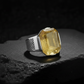 Turkish Style Ring with Octagon Cut Natural Yellow Sapphire (Pukhraj) | 925 Sterling Silver Oxidized Ring |With Certificate of Authenticity and 925 Hallmark - caratsutra