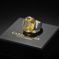 Turkish Style Ring with Octagon Cut Natural Yellow Sapphire (Pukhraj) | 925 Sterling Silver Oxidized Ring |With Certificate of Authenticity and 925 Hallmark - caratsutra