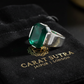 Turkish Style Ring with Octagon Cut Natural Emerald | 925 Sterling Silver Oxidized Ring |With Certificate of Authenticity and 925 Hallmark - caratsutra