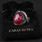 RARE PRINCE by CARAT SUTRA | Unique Designed Turkish Style Heavy Ring with Natural Red Ruby | 22kt Gold Micron Plated 925 Sterling Silver Oxidized Ring | Men's Jewelry | With Certificate of Authenticity and 925 Hallmark