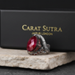 RARE PRINCE by CARAT SUTRA | Unique Designed Turkish Style Heavy Ring with Natural Red Ruby | 22kt Gold Micron Plated 925 Sterling Silver Oxidized Ring | Men's Jewelry | With Certificate of Authenticity and 925 Hallmark - caratsutra