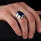 RARE PRINCE by CARAT SUTRA | Unique Turkish Style Ring with S Blue Sapphire, Oxidized Sterling Silver 925 Ring | Jewellery for Men| With Certificate of Authenticity and 925 Hallmark