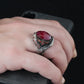 RARE PRINCE by CARAT SUTRA | Unique Designed Turkish Style Heavy Ring with Natural Red Ruby | 22kt Gold Micron Plated 925 Sterling Silver Oxidized Ring | Men's Jewelry | With Certificate of Authenticity and 925 Hallmark