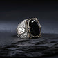 RARE PRINCE by CARAT SUTRA | Unique Turkish Style Ring with Natural Black Onyx | With Custom Name Initial, 925 Sterling Silver Ring | Men's Jewelry | With Certificate of Authenticity and 925 Hallmark
