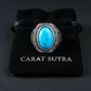 RARE PRINCE by CARAT SUTRA | Unique Designed Turkish Style Ring with Natural Irani Turquoise (Firoza) | 925 Sterling Silver Oxidized Ring | Men's Jewelry | With Certificate of Authenticity and 925 Hallmark