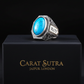 RARE PRINCE by CARAT SUTRA | Unique Designed Turkish Style Ring with Natural Irani Turquoise (Firoza) | 925 Sterling Silver Oxidized Ring | Men's Jewelry | With Certificate of Authenticity and 925 Hallmark - caratsutra