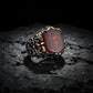RARE PRINCE by CARAT SUTRA | Unique Turkish Style Ring with Natural Red Agate | 925 Sterling Silver Oxidized Ring | Men's Jewelry | With Certificate of Authenticity and 925 Hallmark