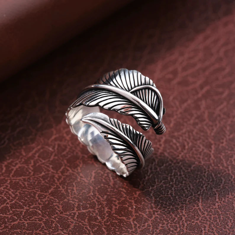 RARE PRINCE by CARAT SUTRA | Exclusive Feather Style Signet Ring for Men, Oxidized Sterling Silver 925 Ring | Jewellery for Men| With Certificate of Authenticity and 925 Hallmark