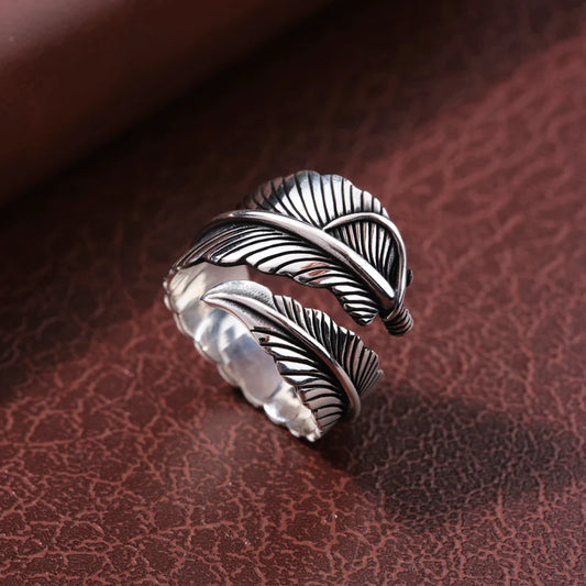 RARE PRINCE by CARAT SUTRA | Exclusive Feather Style Signet Ring for Men, Oxidized Sterling Silver 925 Ring | Jewellery for Men| With Certificate of Authenticity and 925 Hallmark - caratsutra