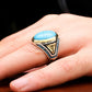 RARE PRINCE by CARAT SUTRA | Unique Designed Turkish Style Ring with Natural Turquoise (Firoza)| 925 Sterling Silver Oxidized Ring | Men's Jewelry | With Certificate of Authenticity and 925 Hallmark