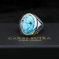 RARE PRINCE by CARAT SUTRA | Unique Designed Turkish Style Ring with Natural Turquoise (Firoza)| 925 Sterling Silver Oxidized Ring | Men's Jewelry | With Certificate of Authenticity and 925 Hallmark - caratsutra