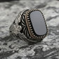 RARE PRINCE by CARAT SUTRA | Unique  Eagle Designed Turkish Style Ring with Natural Black Onyx | Black Rhodium & Gold Plated 925 Sterling Silver Ring | Men's Jewelry | With Certificate of Authenticity and 925 Hallmark