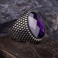 RARE PRINCE by CARAT SUTRA | Unique Designed Turkish Style Ring with Purple Amethyst , 925 Sterling Silver Oxidized Ring | Men's Jewelry | With Certificate of Authenticity and 925 Hallmark