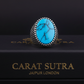 RARE PRINCE by CARAT SUTRA | Unique Designed Turkish Style Ring with Natural Irani Turquoise (Firoza) | 925 Sterling Silver Oxidized Ring | Men's Jewelry | With Certificate of Authenticity and 925 Hallmark - caratsutra